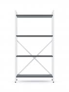 Стеллаж металлический 1100x600x240 мм Меткас белый глянец/антрацит ЛДСП полки 4 шт. крашенный