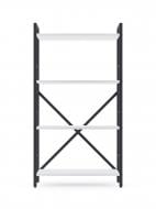 Стеллаж металлический 1100x600x240 мм Меткас антрацит/белый снег ЛДСП полки 4 шт. крашенный