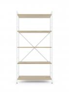 Стеллаж металлический 1600x800x400 мм Меткас белый глянец/дуб артизан ЛДСП полки 5 шт. крашенный