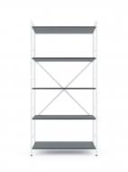 Стеллаж металлический 1600x800x400 мм Меткас белый глянец/антрацит ЛДСП полки 5 шт. крашенный