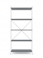 Стеллаж металлический 1700x800x350 мм Меткас белый глянец/антрацит ЛДСП полки 5 шт. крашенный