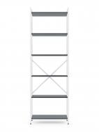 Стеллаж металлический 1800x600x240 мм Меткас белый глянец/антрацит ЛДСП полки 6 шт. крашенный