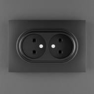 Розетка подвійна побутова без заземлення HausMark Bela чорний