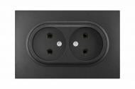 Розетка подвійна побутова без заземлення HausMark Bela чорний Розетка подвійна побутова без заземлення HausMark Bela чорний