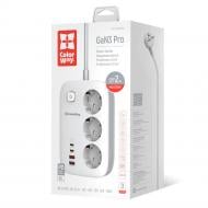 Сетевой фильтр ColorWay 3 розетки/4USB GaN3 Pro PD (65W) с заземлением 3 гн. белый 2 м CW-CHE34PDW Сетевой фильтр ColorWay 3 розетки/4USB GaN3 Pro PD (65W) с заземлением 3 гн. белый 2 м CW-CHE34PDW