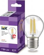 Лампа светодиодная IEK FIL G45 7 Вт E27 3000 К 220 В прозрачная 
