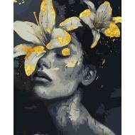 Картина по номерам Девушка с лилиями поталь 40x50 см Santi
