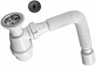 Сифон для умывальника SoloPlast "Универсал-МОНОЛИТ" У1110 (с гофрированной трубой L-800mm, пробкой)