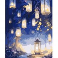 Картина по номерам Волшебный лес с фонариками LED-подсветка 40x50 см Santi