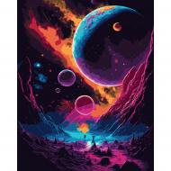 Картина за номерами Фантазійний космос LED-підсвітка 40x50 см Santi