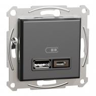 Розетка USB + USB Schneider Electric Asfora IP20 антрацит EPH2700371