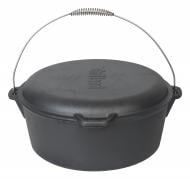 Казан Grilland ø315 мм 135 мм 8 л чавунний з кришкою-сковородою, UHR-250304