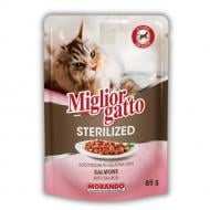 Корм влажный беззерновой для стерилизованных кошек Migliorgatto Sterilized лосось кусочки в желе 85 г