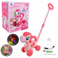 Каталка Shantou Единорог на палочке с мыльными пузырями и подсветкой