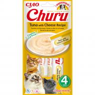 Лакомство для котов INABA Churu сливочный мусс в стиках с тунцом и сыром 4 шт. x 14 г