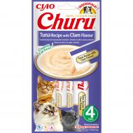 Ласощі для котів INABA Churu вершковий мус у стіках з тунцем та молюсками 4 шт. x 14 г