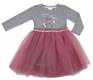 Платье Luna Kids с фатином р.128 серый меланж/розовый