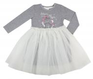 Платье Luna Kids с фатином р.110 серый меланж/молочный