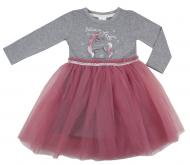 Платье Luna Kids с фатином р.104 серый меланж/розовый