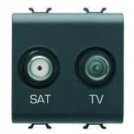 Механизм розетки TV+SAT без заземления Gewiss Chorusmart TV+SAT без з/к черный GW12383