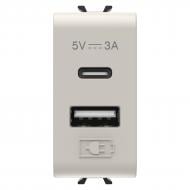 Механизм розетки USB без заземления Gewiss Chorusmart USB: A+C без з/к сатин бежевый GW13449