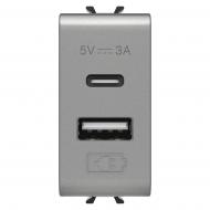 Механизм розетки USB без заземления Gewiss Chorusmart USB: A+C без з/к титан GW14449