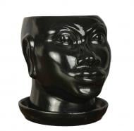 Горщик для квітів кераміка Африканка фігурний чорний глянець 1,7 л Nana ceramics