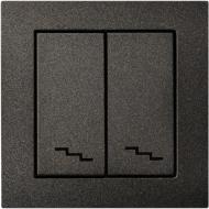 Выключатель проходной двухклавишный Liregus Epsilon без подсветки антрацит IP6+6 10-001-01 E/J