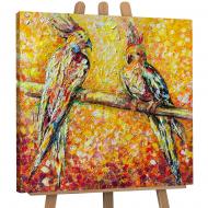 Картина на холсте Солнечные попугаи 90x90 см YS-Art