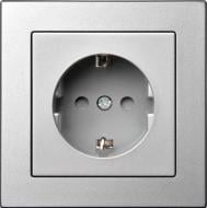 Розетка с заземлением Liregus Epsilon со шторками серебряный IKL 16-014-01 E/Mt