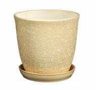 Горшок для цветов керамика Глория круглый шелк беж 0,5 л Nana ceramics (482)