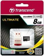 Карта памяти Transcend MicroSDHC 8GB (TS8GUSDHC10-P3)