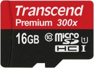 Карта пам'яті Transcend Premium microSDHC 16GB Class 10 UHS-I R45MB/s (TS16GUSDCU1)