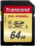 Карта памяти Transcend Ultimate SDXC 64GB Class 10 UHS-I U3 R95/W60MB/s (TS64GSDU3)