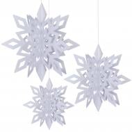 Декоративная подвеска Novogod'ko 3D Снежинки 3 шт. белый 974719