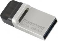 Флеш-память USB Transcend JetFlash 880 64 ГБ USB 3.0microUSB (OTG) silver (TS64GJF880S)