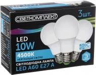 Лампа светодиодная Светкомплект 3 шт./уп. 10 Вт A60 матовая E27 220 В 4500 К