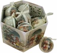 Набор игрушек Шар расписной с салатовым бантом d75 мм 14 шт./уп.