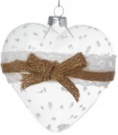 Елочная игрушка Сердце с декором 10 см
