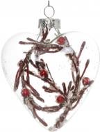 Елочная игрушка Сердце с веточкой 8 см