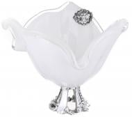 Фруктовница Tre Punte с серебром 24х14х16 см молочная White cristal