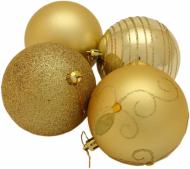 Набор игрушек бусы, мишура, шары золотые d100 мм 12 шт./уп.