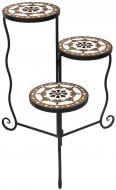 Подставка для цветов тройная металлическая мозаика JF240536-1 22x58 см черный/коричневый
