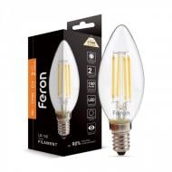 Лампа светодиодная Feron Filament LB-158 C37 6 Вт E14 2700 К 230 В прозрачная 25748