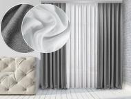 Штора Натюрель Лен-Блекаут 250х245 2 шт Серые Тюль Лен Лайт 600х245 Белый Di&Di