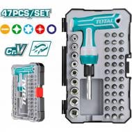 Набір викруток та головок Total з Т-подібною рукояткою 47 шт. (TACSD30476)