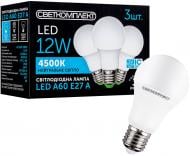 Лампа светодиодная Светкомплект 3 шт./уп. 12 Вт A60 матовая E27 220 В 4500 К Лампа светодиодная Светкомплект 3 шт./уп. 12 Вт A60 матовая E27 220 В 4500 К