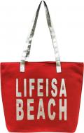 Сумка Luna пляжная Life is a beach красный