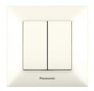Выключатель кнопочный двухклавишный Panasonic Arkedia Slim без подсветки кремовый 480100190