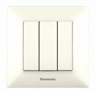 Выключатель трехклавишный Panasonic Arkedia Slim без подсветки кремовый 480100199 Выключатель трехклавишный Panasonic Arkedia Slim без подсветки кремовый 480100199